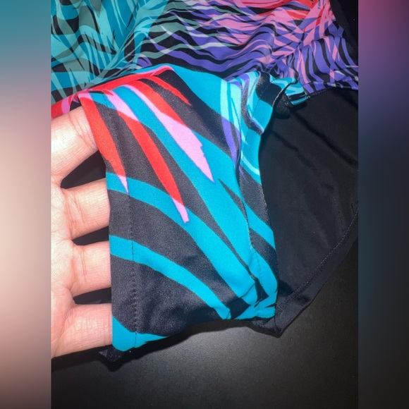 Aqua Green Tropical Leaf Adjustable Strap One Piece Swimsuit Size Large GUC - Picture 5 of 9